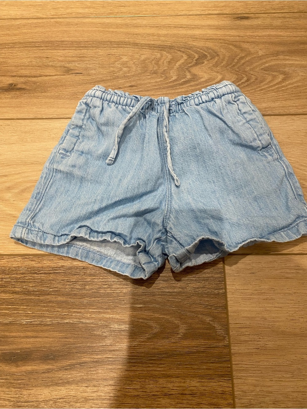 Light Blue Girls Denim Drawstring Shorts